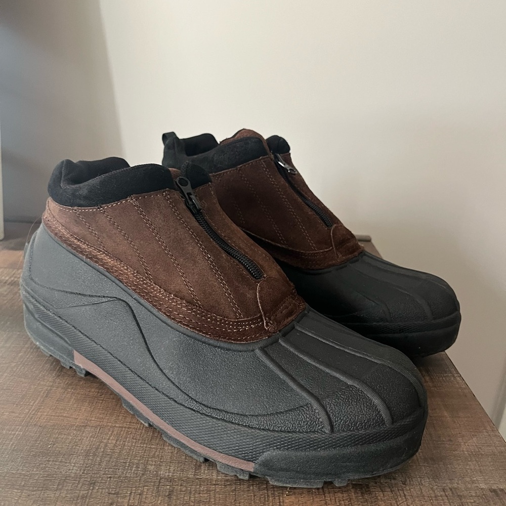 Men's Black and Brown Waterproof Boots
